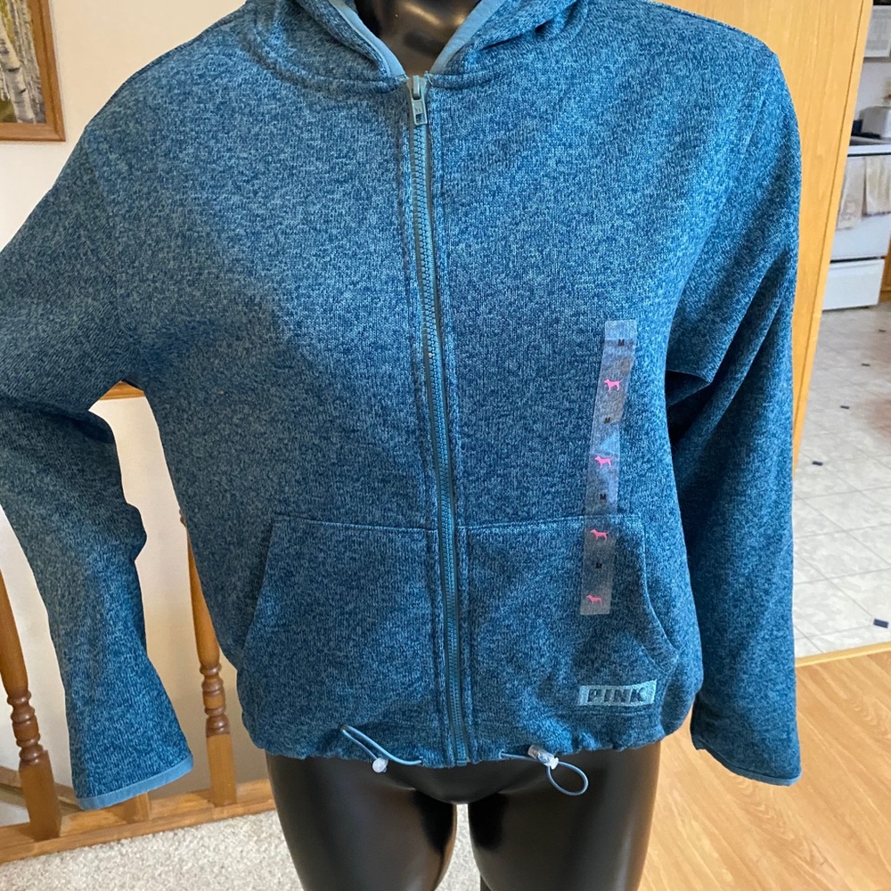 NWT Full Zip Hooded Sweatshirt Blue-green Marbled‎